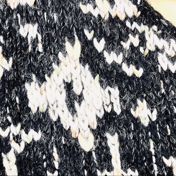 Free People Sustainable Black & White Wool Angola Blend Coop Neck Sweater Dress - Picture 3 of 16